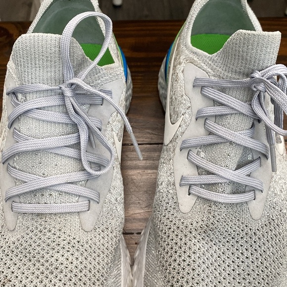 Nike Epic React Flyknit Running Shoes Mens Size 12 Gray Green Blue - Picture 12 of 12